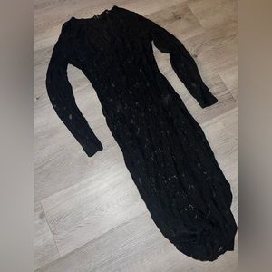 Black lace long sleeve midi dress.